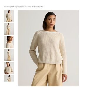 NWT Quince 100% Organic Cotton Fisherman Boatneck Sweater